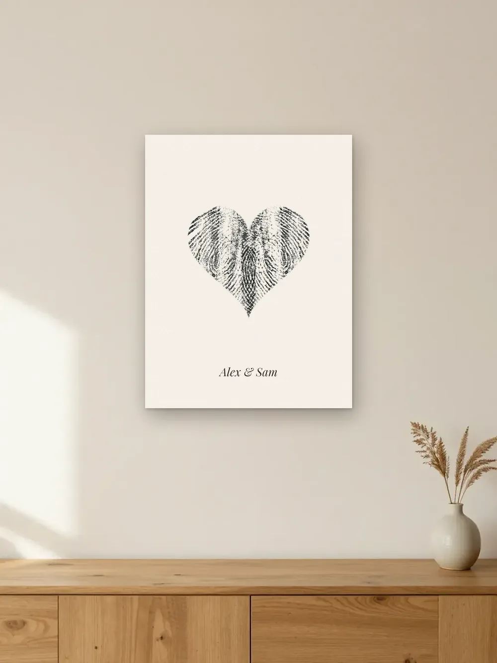 Mockup of a fingerprint heart: matte print